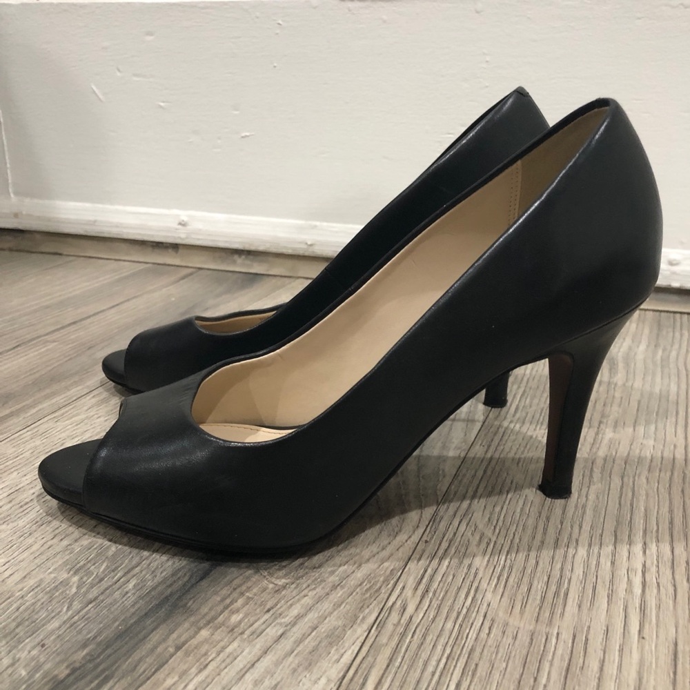 Cole Haan Women's Black Peep Toe Heels 8 Chic
